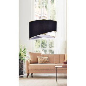 Resim Elips 2 Katlı Kumaş Pasta Avize Çocuk Odası Yatak Odası Salon Mutfak Hol 