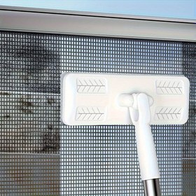 Resim 1 adet Dayanıklı Çok Amaçlı Ekran Temizleme Fırçası - Manuel Islak ve Kuru Kullanım, Pencere ve Kapı Ekranları için Yeniden Kullanılabilir Elektriksiz Toz Alma Aracı, Ev ve Ticari Temizlik Malzemeleri için Taşınabilir Sap Tasarımı 