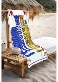 Resim Dijital Baskı Plaj Deniz Havlusu Leopar Desenli Peştamal Hvl0140 Renkli 