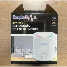 Resim Respirox Airx-One Ultrasonik Soğuk Buhar Makinesi - Üstten Su Doldurmalı, 7 Renkli Gece Lambası, 2,5 Lt, Beyaz 