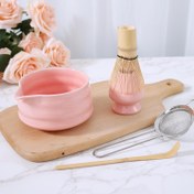 Resim 4/5 adet Pembe Matcha Aracı Seti Japon Matcha Çay Seti - Seramik Matcha Kasesi ve Spout Tutucu, Paslanmaz Çelik Süzgeç, Çay Fırçası, Matcha Kaşığı ile Ev Ofisi Açık Hava Çay İçecekleri için - Matcha Severler için Hediye, Doğum Günü, Sevgililer Günü 