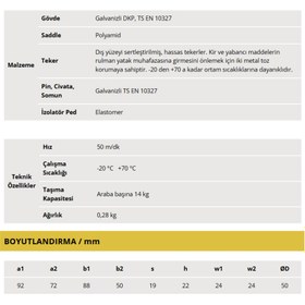 Resim HİSTİCARET Çelik Gövde Kablo Arabası Plastik Saddle 