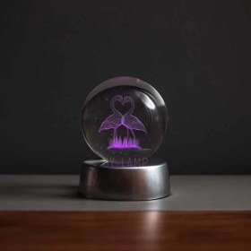 Resim By Lamp 3D Flamingo Işıklı Kristal Hediye Topu 