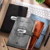 Resim A5 200 Sayfa Defter Retro Şifreli Kitap Kilitli Günlük Ciltli Kalınlaşmış Yaratıcı El Defteri Not Defteri Kırtasiye 