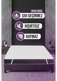 Resim Sıvı Geçirmez Yatak Alezi Pamuklu 180X200Cm Dört Köşe Lastikli Beyaz 