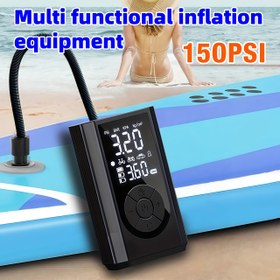 Resim JKUOO Kablosuz Elektrikli Pompası, Taşınabilir Havuz Pompası - 150 PSI Hava Kompresörü, Dijital Basınç Göstergesi ve LED Işık, Çift Güçlü Şişirici, Pil, Kompakt ABS Tasarımı, Şişirilebilir Tekneler, Hayatta Kalma Halkaları, Lastikler vb. için Güvenli ve Güvenilir, Acil Hava Pompası | Modern Tasarım - Siyah 