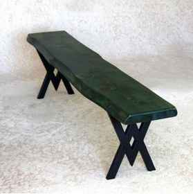 Resim Mobenta Doğal Ağaç Masif Bank Bench 110 Cm Metal Ayak 