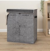 Resim Felted Deri Detaylı 2 Gözlü Lüks Keçe Çamaşır Sepeti Diğer 