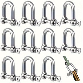 Resim 4 Adet Ağır Hizmet U-Ring Halat Kancaları - Galvaniz Karbon Çeliği Kaldırma Kilitleri İnşaat, Vinçleme, Araç Kurtarma, Çekme, Lanyard, Askı için - Yüksek Yük Kapasiteli Çok Amaçlı Donanım Güvenli Kilitleme Mekanizması ile 