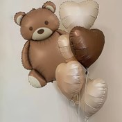 Resim Doğum Günü, Sevgililer Günü ve Anneler Günü Parti Süslemeleri için 6'lı Paket Aşk Kahverengi Ayı Balon Seti 