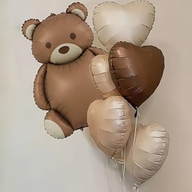 Resim Doğum Günü, Sevgililer Günü ve Anneler Günü Parti Süslemeleri için 6'lı Paket Aşk Kahverengi Ayı Balon Seti 