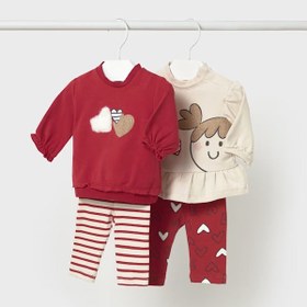 Resim Mayoral Kız Bebek Sweatshirt Tayt Dörtlü Set Kırmızı - 4-6 Ay 