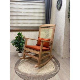Resim Asedia Veranda Naturel Turuncu Minderli Hasırlı Sallanan Sandalye Hazeranlı Dinlenme Koltuğu 