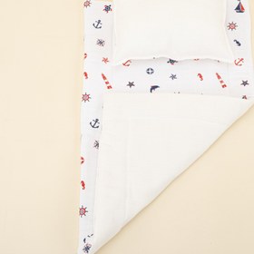 Resim Alt Açma Matı ve Yastık - Çift Taraflı - Krem Muslin - Bahriyeli 