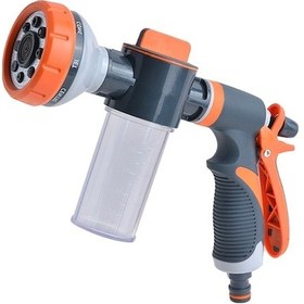 Resim Yüksek Basınçlı 8 Fonksiyonlu Araba Yıkama Su Pimi - Köpük Kavanozuyla Bahçe Sulama Ve Araba Temizlik Aleti Gri Ve Turuncu Gri Ve Turuncu 