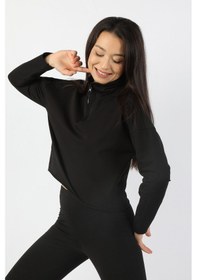 Resim Kadın Yarım Balıkçı Yarasa Kol Sweatshirt Siyah Karışık Çok Renkli 