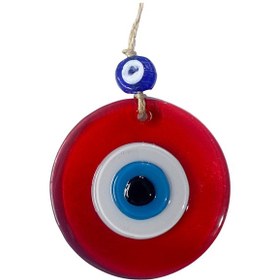 Resim Şeffaf Kırmızı Nazar Boncuklu Duvar Süsü 10 Cm Cam Duvar Dekoru 