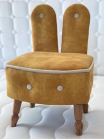 Resim ASELYA HOME Bunny Kid Seat Tavşan Çocuk Koltuğu Hardal Sarı Krem Fitilli & Düğmeli 