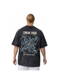 Resim Linkin Park Rock Metal Müzik Grubu Sırt Baskılı Unisex Oversize V Siyah 