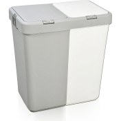 Resim Motek Çok Amaçlı Çift Bölmeli 80 Litre Çamaşır - Kirli Sepeti Gri-Beyaz 