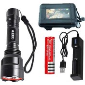 Resim Teltree Alüminyum Dışarıda Ve Evde Kullanım Led El Feneri - Xpe Ampul 200-500m Uzak Aydınlatma, Şarj Cihazı + Pil + Kutu İle Tam Set 
