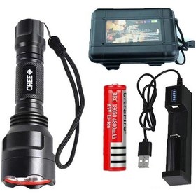 Resim Teltree Alüminyum Dışarıda Ve Evde Kullanım Led El Feneri - Xpe Ampul 200-500m Uzak Aydınlatma, Şarj Cihazı + Pil + Kutu İle Tam Set 