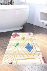 Resim Kaymaz Taban Djt Banyo Halı Star Pamuk Saçaklı Modern P1337 P1337P1-9, Çok Renkli, 80 x 150 