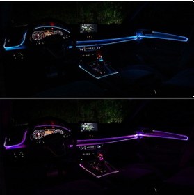 Resim Mor 5 M Araç İç Ortam Led Şerit Işık Dekorasyon Çelenk Tel Ropetube Hattı Esnek Neon Lamba Usb Sürücüsü Ile 