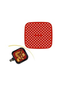 Resim River World 21.5 CM'lik Kırmızı Renkte Isıya Dayanabilen ve Yıkanabilen Kare Silikon Airfryer ve Fırın Matı 