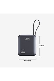 Resim Linktech PD22 Hızlı Şarj 22.5W Dahili Kablolu 10.000 mAh Powerbank Gri 