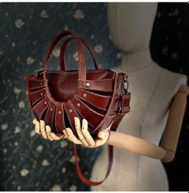 Resim Carıdea El Yapımı Hakiki Deri Bayan Çanta, Clutch, El Omuz Çantası V5 Açık Bordo 