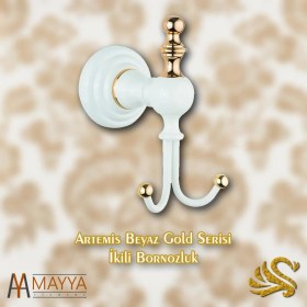 Resim Saray Banyo Artemis Beyaz Gold İkili Bornozluk 