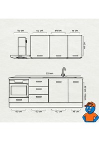 Resim 225 Cm Mutfak Dolabı Mdf Kapak Tezgah Dahil Yrkn225 99 Siyah 