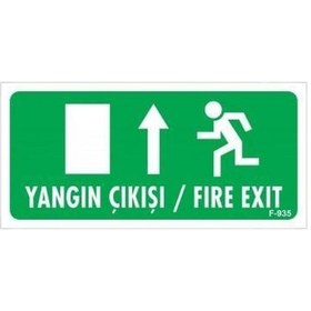 Resim Yangın Çıkışı Yukarı Uyarı Levhası 17,5x25 Kod:935 