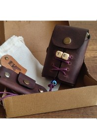Resim Sumerian Leather Craft Deri Sigara Kılıfı Kişiye Özel Kahverengi 