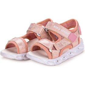 Resim Kiko Kids 133 Hologram Işıklı Kız Çocuk Cırtlı Sandalet Ayakkabı Beyaz 