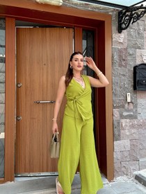 Resim Bel Bağlama Kruvaze Aerobin Takım Yağ Yeşili - S 