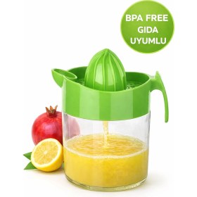 Resim Medushop 300 ml Manuel Narenciye Sıkacağı Bpa Free Cam Hazneli Limon Portakal Sıkacağı Yeşil 