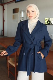 Resim Missvalle Düğme Detaylı Kaşe Kaban İndigo 19274 