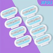 Resim 1 Sap + 8 Bıçak Başlığı / 8 Bıçak Başlığı, Kadınlar için El Tüy Alma Makinesi, 3 Katmanlı Paslanmaz Çelik Bıçaklar ve Değiştirilebilir Güvenli Jilet Başlığı 