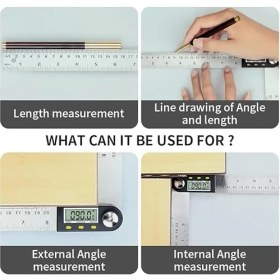 Resim Açı Ölçer, Dijital Açılı Cetvel, LCD Göstergeli, Paslanmaz Çelik, Açı Ölçümü, Ahşap Işleri, Ev Işleri, Zanaatkarlar Için, 360° Açı Ölçme, Tutma Fonksiyonu 