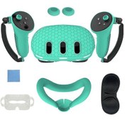 Resim Oculus Meta Quest 3 Vr Aksesuarları 7 Parça Set Ön Kulaklık Koruyucu Kontrol Cihazı Tutacakları Yeşil. 