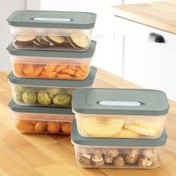 Resim 6'lı Hava Kanallı Ayarlanabilir Sebze Ve Meyve Saklama Kabı 6x(1,15 lt) yeşil Vienev