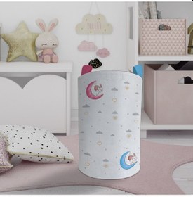 Resim Mekta Home Bebek Ve Çocuk Odası Renkli Ay Ve Tavşan Desenli Oyuncak Sepeti Çok Renkli 