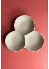 Resim 3'lü Yuvarlak Çerezlik - Küçük - Seramik Bisküvi Ham Ürün 