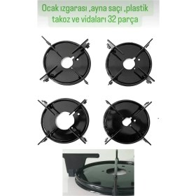 Resim Becen House Kumtel Termikel Alveus ve Bir Çok Marka Için Cam Ocak Izgara ve Bek Aynası Izgara Takımı 32 Parça 