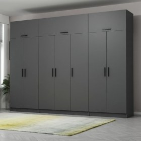 Resim Minar Kale 7 Kapaklı 2 Çekmeceli Dolap ve Yüklük Antrasit 190 cm 