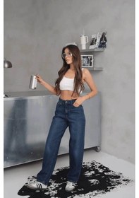 Resim Arkadan Tokalı Jeans Pantolon - 38 / Mavi Mavi 