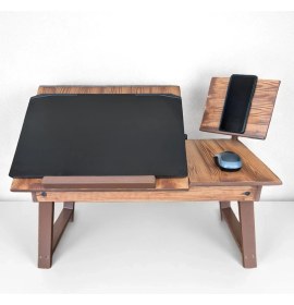 Resim Pawn Mark Company Ayarlanabilir Katlanır Laptop Sehpası - Telefon Bölmeli Çalışma Masası ve Laptop Standı 