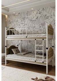 Resim Argimo Melis Çift Katlı Metal Ranza ve Karyola 90 x 200 CM Yatak Ölçülü Kahverengi 